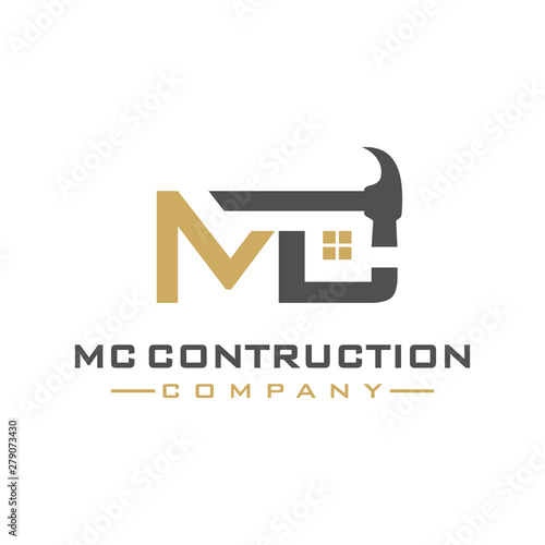 MC letter construction logo design