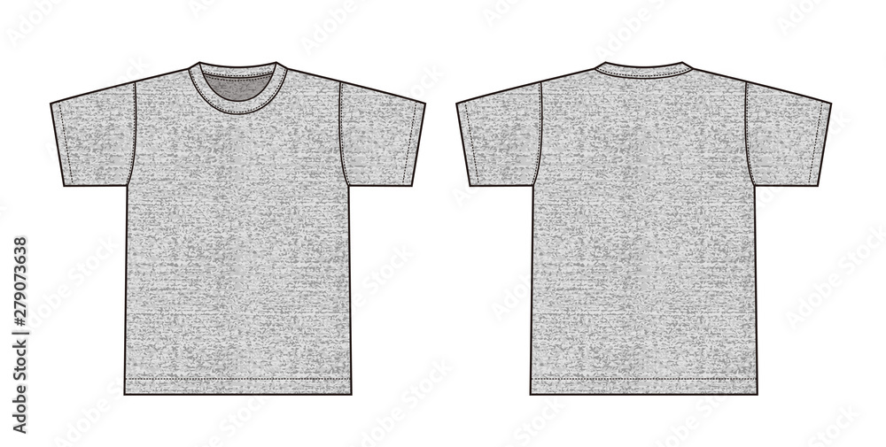 Stock Vector (heather | /front,back illustration Stock Short t-shirt sleeve Adobe gray)