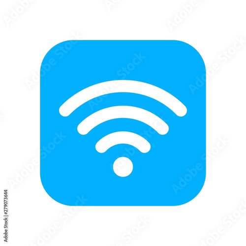 Blue Wifi sticker. Wlan icon for interface design. Wlan access, wireless wifi hotspot signal sign, icon, symbol.