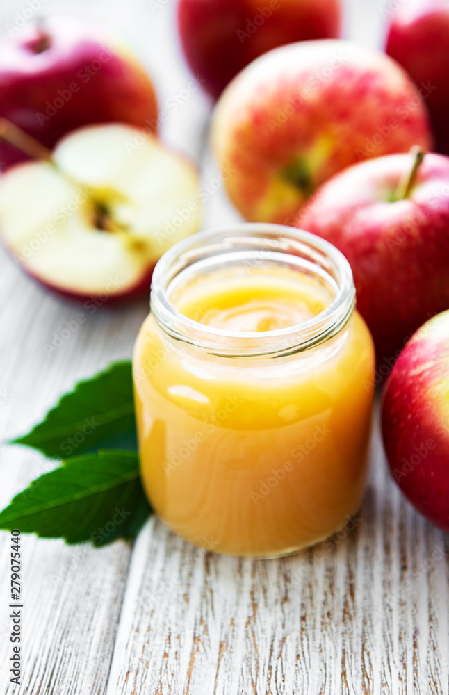 Applesauce in glass jar Applesauce in glass jar