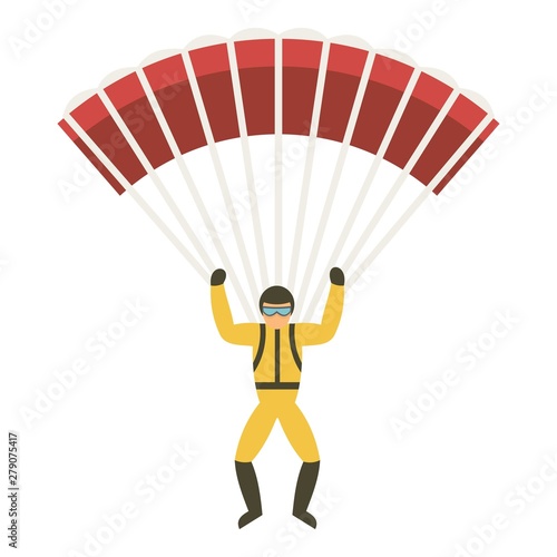 Parachute skydiver icon. Flat illustration of parachute skydiver vector icon for web design