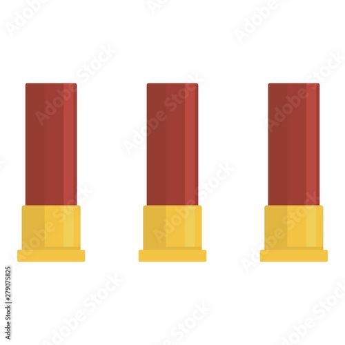 Three red cartridges icon. Flat illustration of three red cartridges vector icon for web design