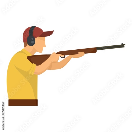 Sport shooter icon. Flat illustration of sport shooter vector icon for web design
