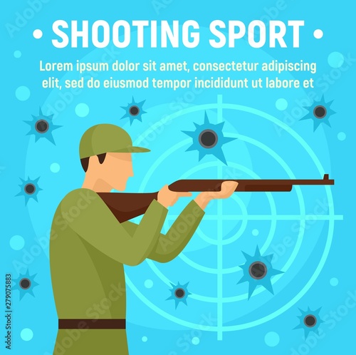Shooting sport man concept banner. Flat illustration of shooting sport man vector concept banner for web design