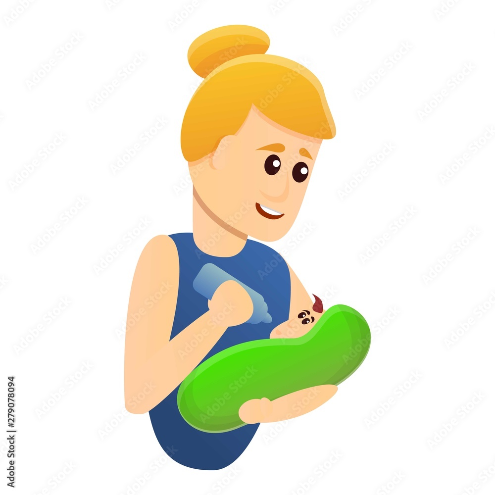 Mother feeding baby icon. Cartoon of mother feeding baby vector icon for web design isolated on white background Mother feeding baby icon. Cartoon of mother feeding baby vector icon for web design isolated on white background