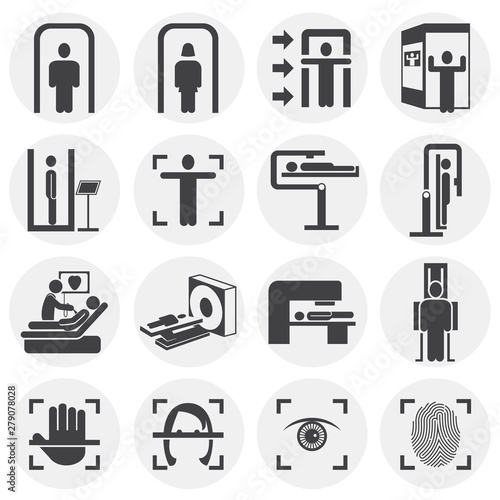 Human scanning related icons set on background for graphic and web design. Simple illustration. Internet concept symbol for website button or mobile app.