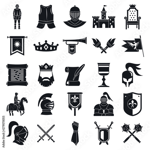 Knight icons set. Simple set of knight vector icons for web design on white background