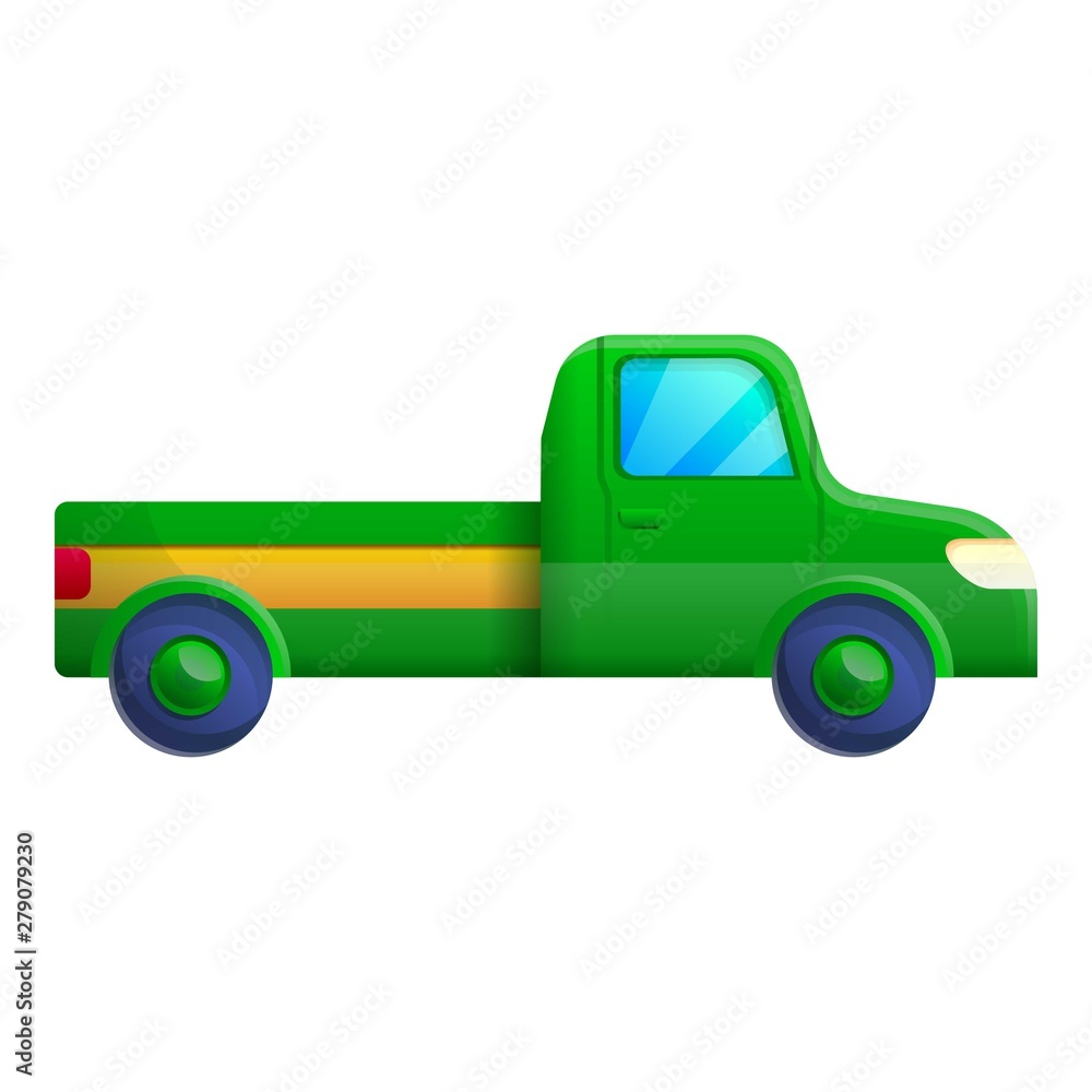 Green pickup icon. Cartoon of green pickup vector icon for web design isolated on white background Green pickup icon. Cartoon of green pickup vector icon for web design isolated on white background