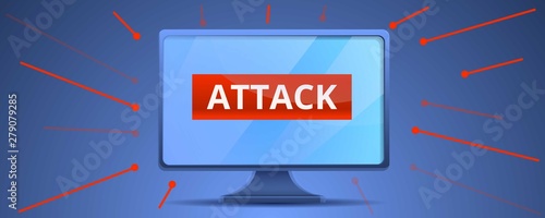 Cyber atack concept banner. Cartoon illustration of cyber atack vector concept banner for web design