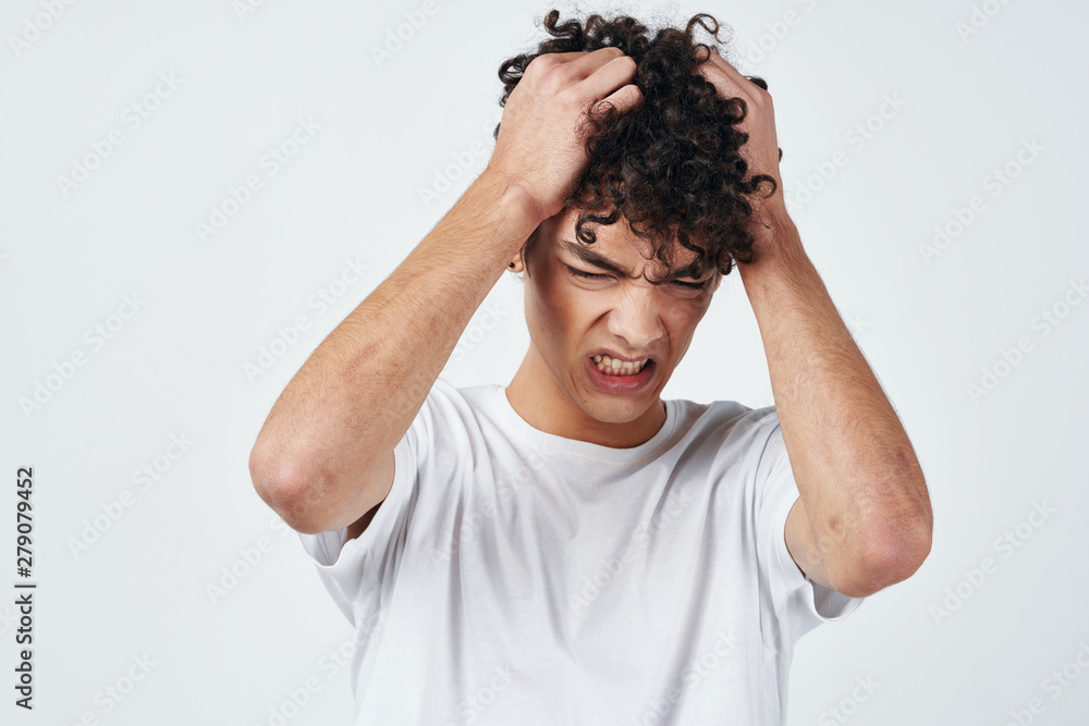 young man with headache young man with headache