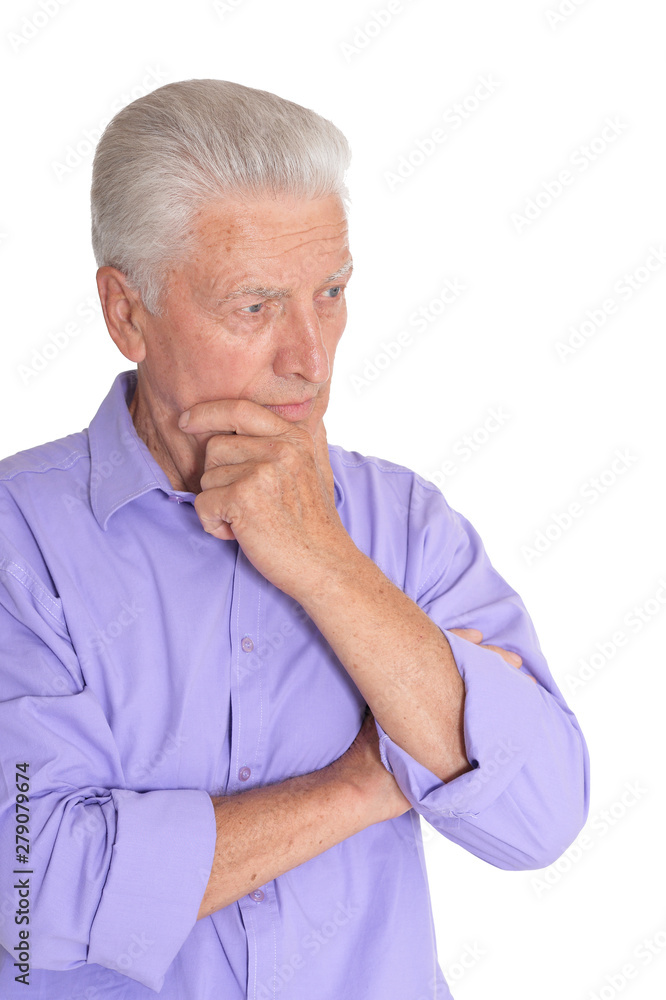 Thinking senior man isolated on white background Thinking senior man isolated on white background