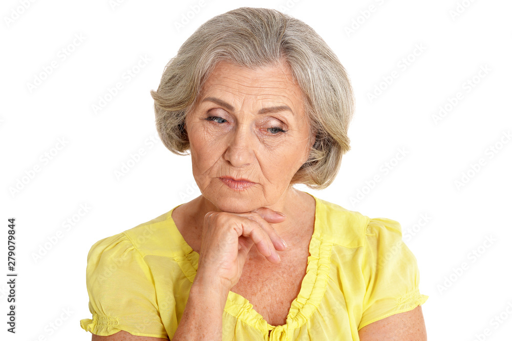 Portrait of beautiful senior woman on white background Portrait of beautiful senior woman on white background