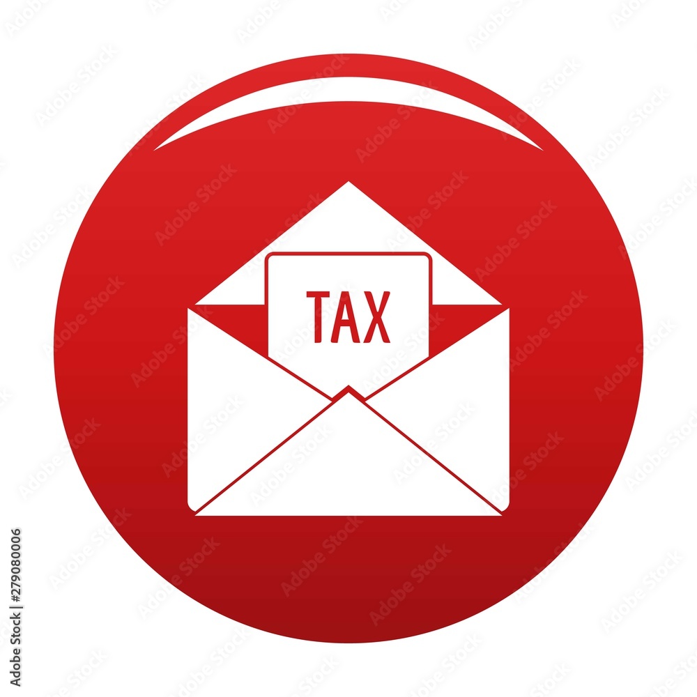 Tax email icon. Simple illustration of tax email vector icon for any design red Tax email icon. Simple illustration of tax email vector icon for any design red