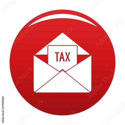 Tax email icon. Simple illustration of tax email vector icon for any design red