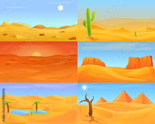 Desert banner set. Cartoon illustration of desert vector banner set for web design