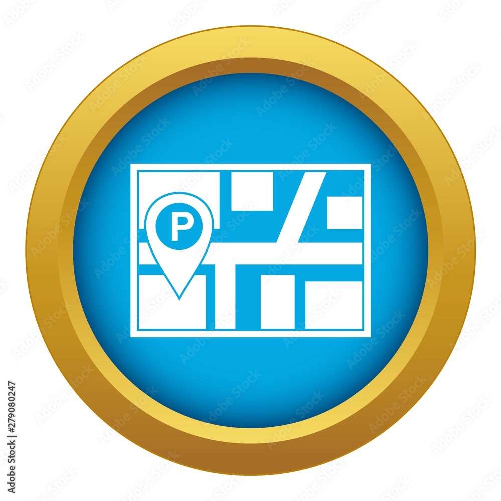 Map with car parking pointer icon blue vector isolated on white background for any design Map with car parking pointer icon blue vector isolated on white background for any design