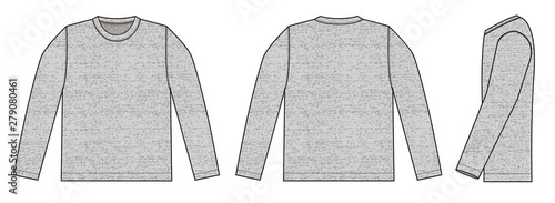 Longsleeve t-shirt illustration (heather gray) /front,back,side