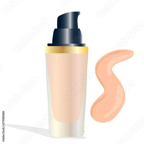 Concealer in a can with dispenser. Drop foundation. Vector art