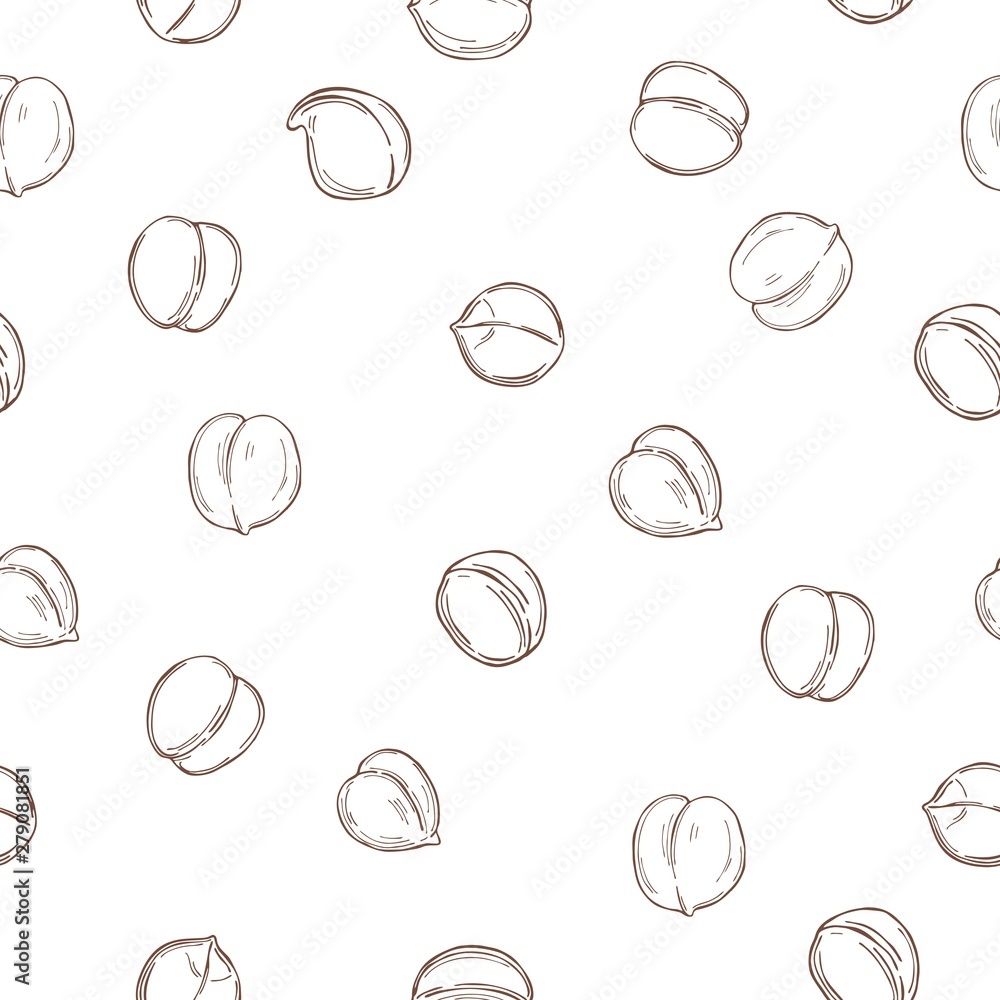 Fototapeta premium Hand drawn chickpeas beans. Vector seamless pattern.