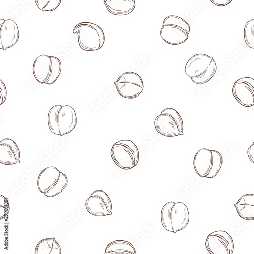 Hand drawn chickpeas beans. Vector  seamless pattern.