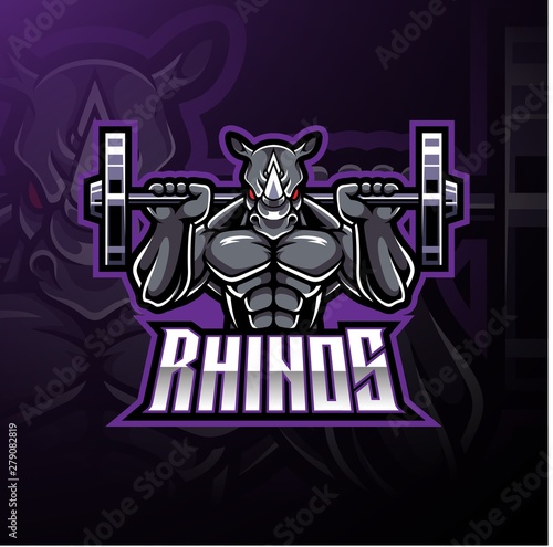 Rhino sport mascot logo design