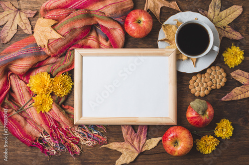 Beautiful autumn composition with white frame