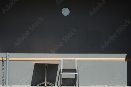 Shadow , chair , table and clok on wall lik to vector illustration photo