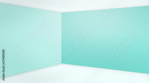 Wallpaper Mural Empty corner with blue walls and floor. Empty room studio gradient used for background and display your product. 3d illustration Torontodigital.ca