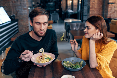 young couple in restaurant