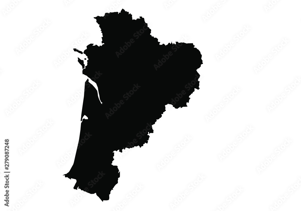 map of region New Aquitaine in France