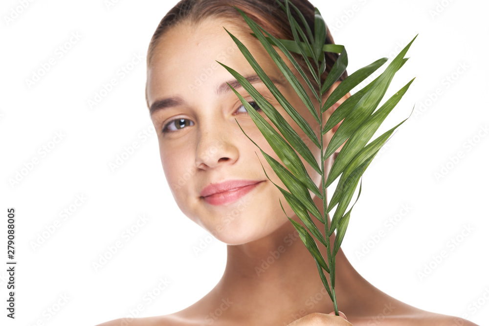 portrait of woman with perfect skin on face portrait of woman with perfect skin on face