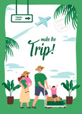 Make the trip. Summer Holiday vector Illustration, template poster.