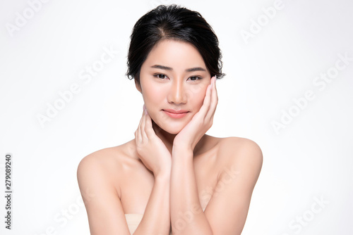 Beautiful Young Asian Woman with Clean Fresh Skin,