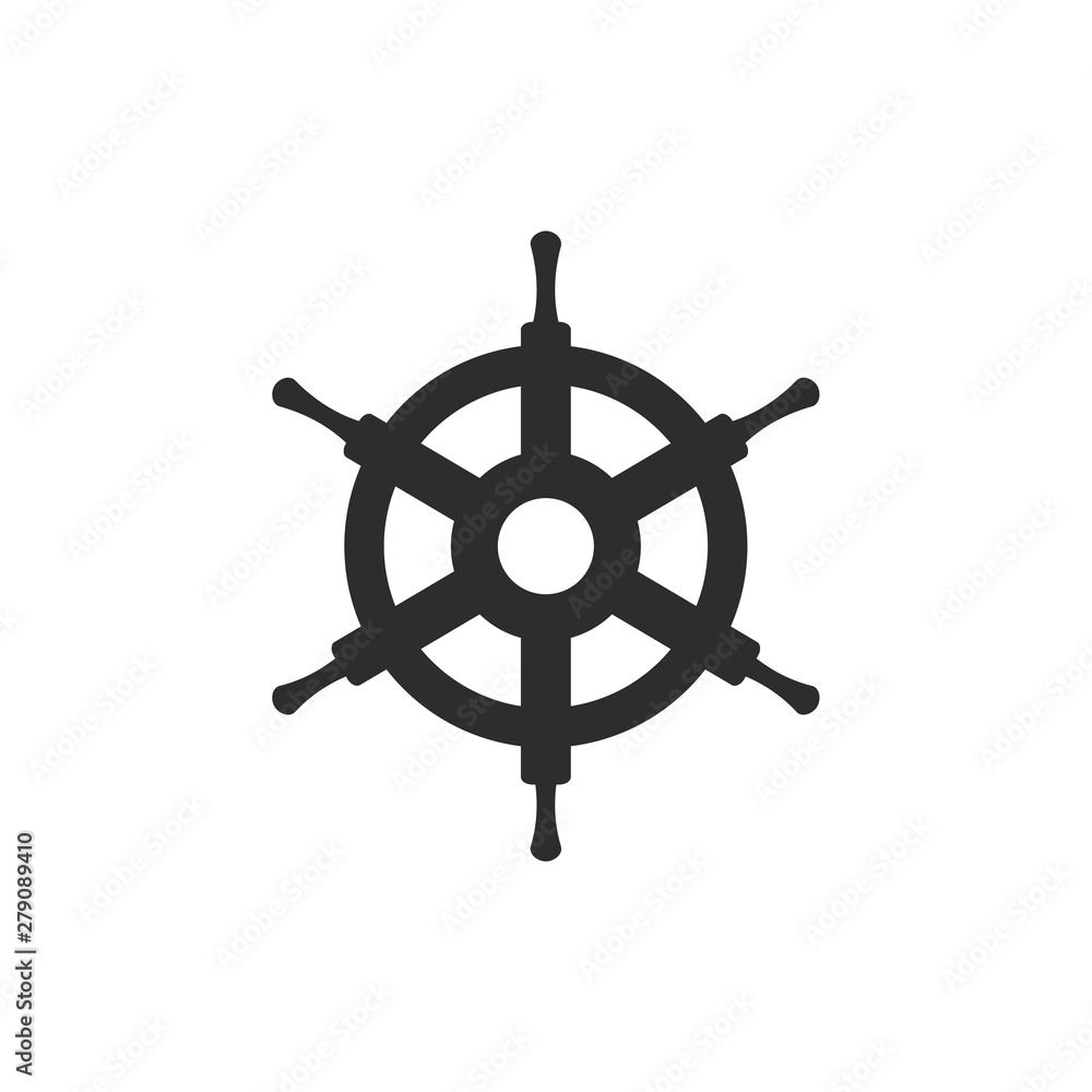 Obraz premium Ship steering icon template color editable. Rudder symbol vector sign isolated on white background. Simple logo vector illustration for graphic and web design.