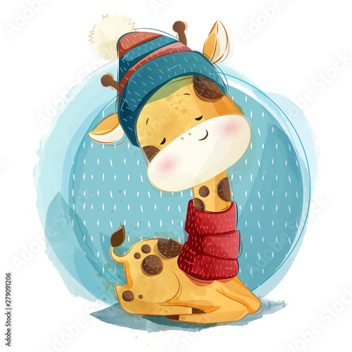 Little Giraffe Wearing Scarf