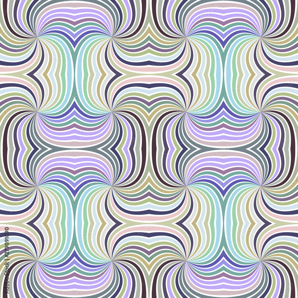 Colorful abstract psychedelic seamless striped swirl pattern background design - vector illustration with curved rays