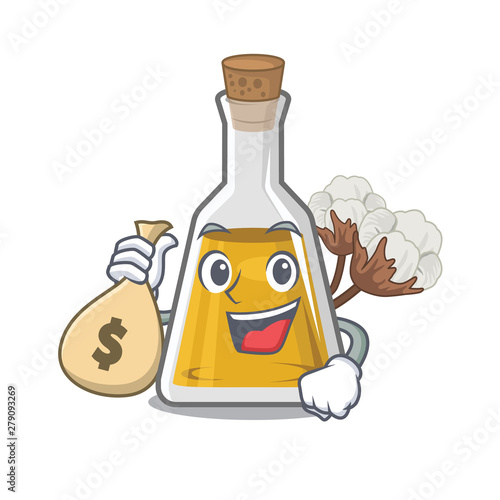 With money bag cottonseed oil in a mascot bottle photo