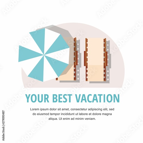 Chaise lounge and umbrella. Summer Vacation and Tourism. Vector icon