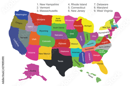 Cuadro en lienzo United States USA Map