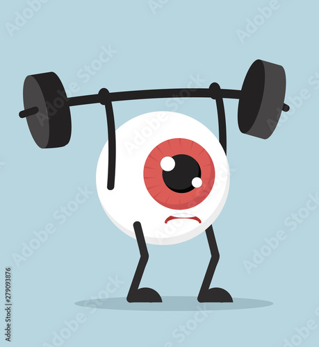 eyeball  Cartoon Lifting Weights vector