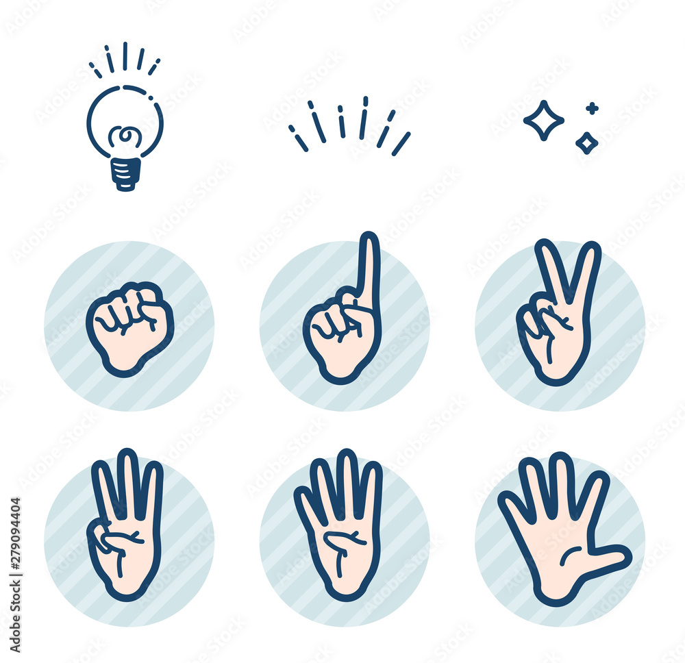 simple type hand gesture_number sign set