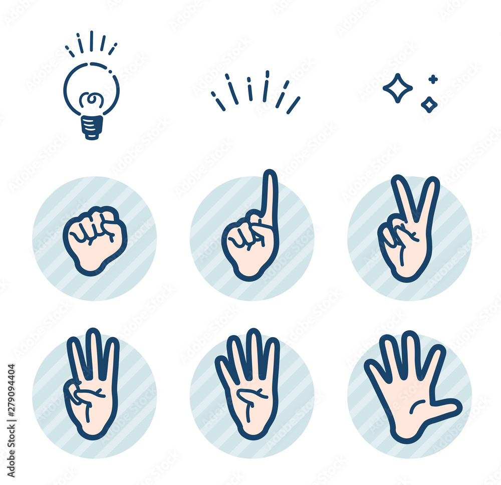 Fototapeta premium simple type hand gesture_number sign set