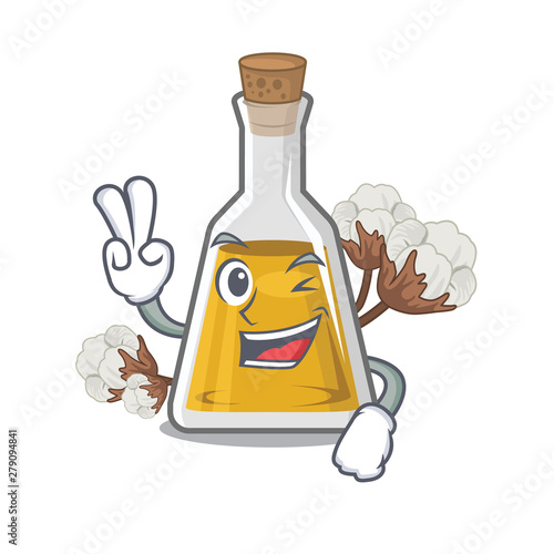 Two finger cottonseed oil isolated in the character photo