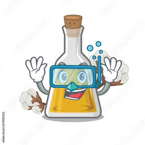 Diving cottonseed oil isolated in the character photo