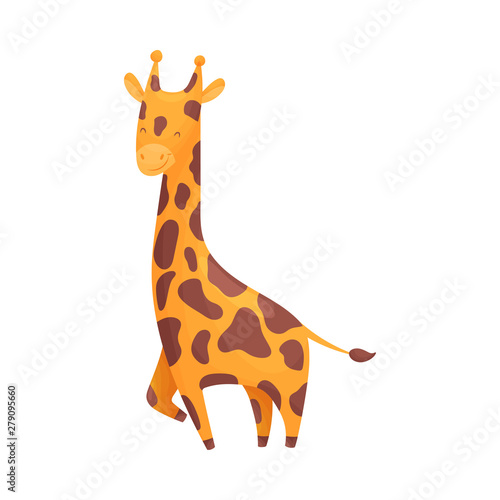 Cartoon giraffe. Vector illustration on white background.