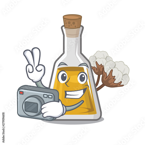 Photographer cottonseed oil in the cartoon shape photo