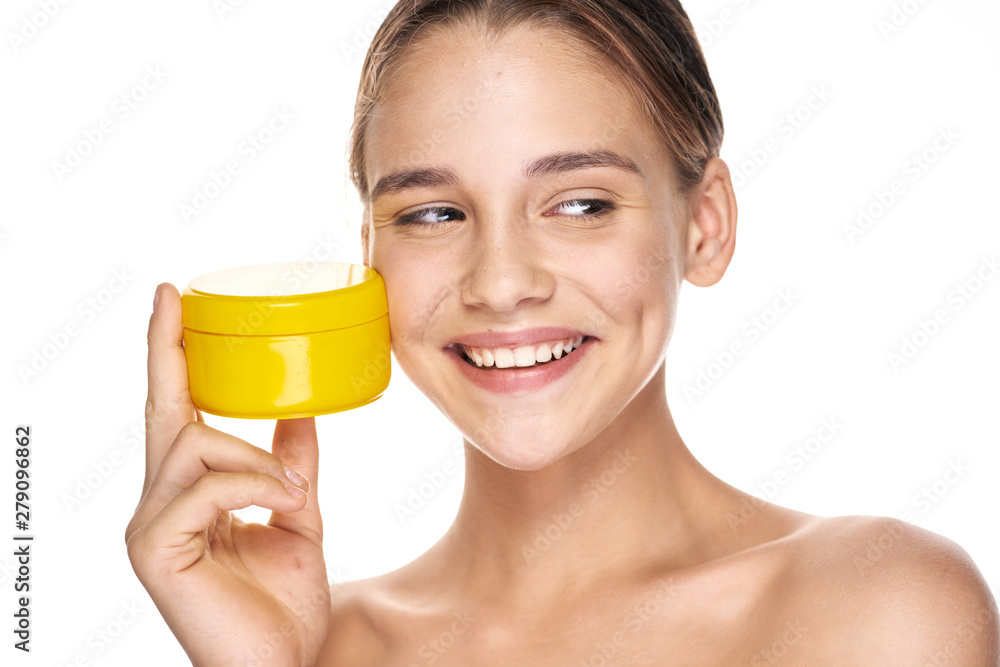 woman with glass of orange juice isolated on white woman with glass of orange juice isolated on white