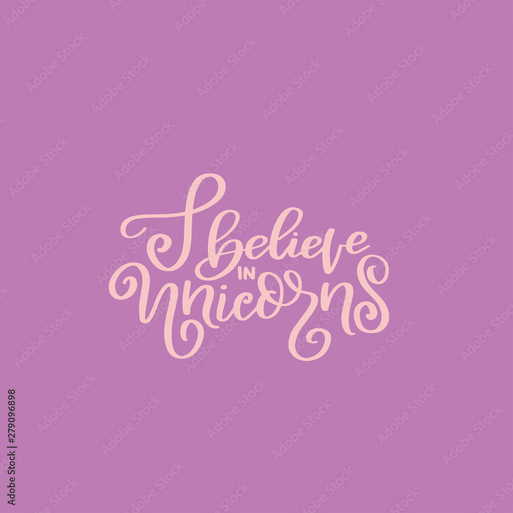 Summer unicorn lettering quote hand drawn poster