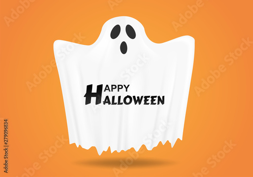 Happy Halloween. Design with scary ghost background . vector.