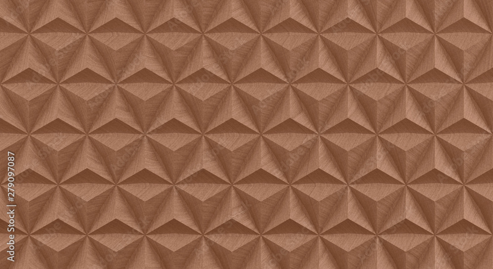 Abstract geometric texture of triangular and hexagonal convex wooden elements. 3D illustration Abstract geometric texture of triangular and hexagonal convex wooden elements. 3D illustration
